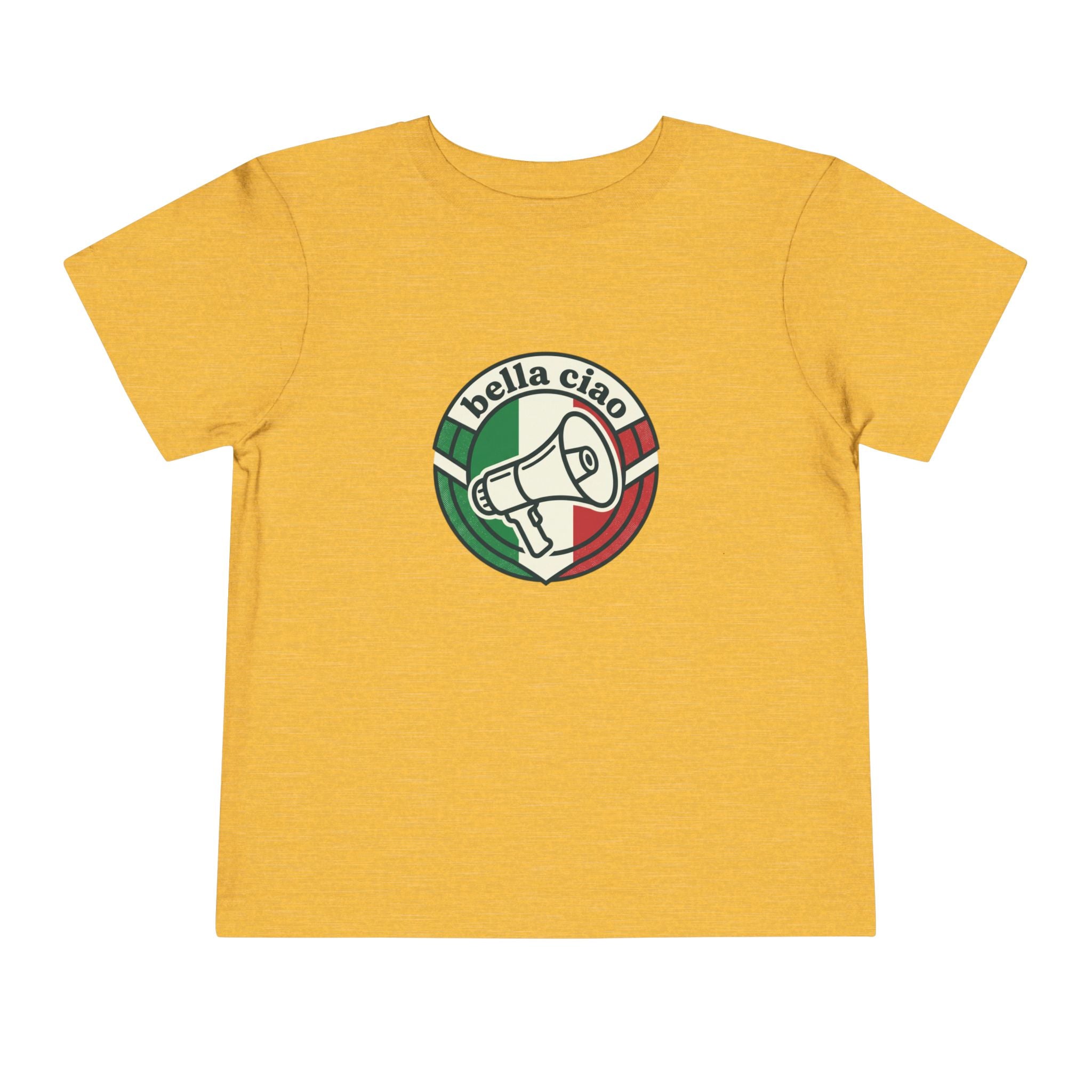 Camiseta de niño pequeño • Gráfico de megáfono con bandera italiana "Bella Ciao"