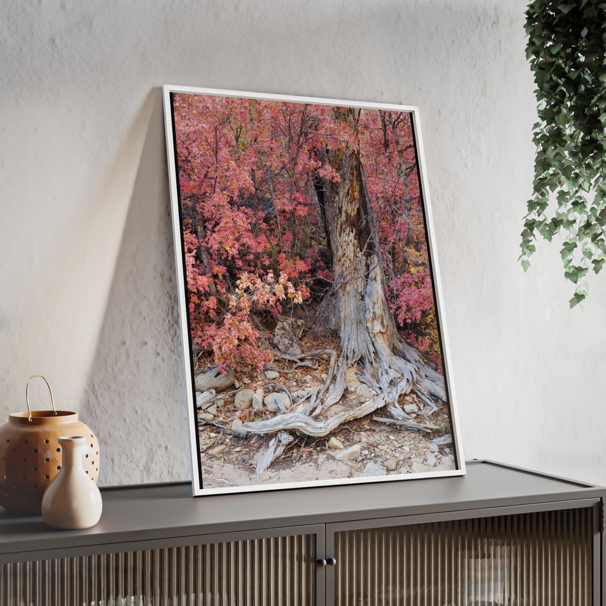 Autumn Tree Roots Poster with Wooden Frame | Fall Forest Wall Art