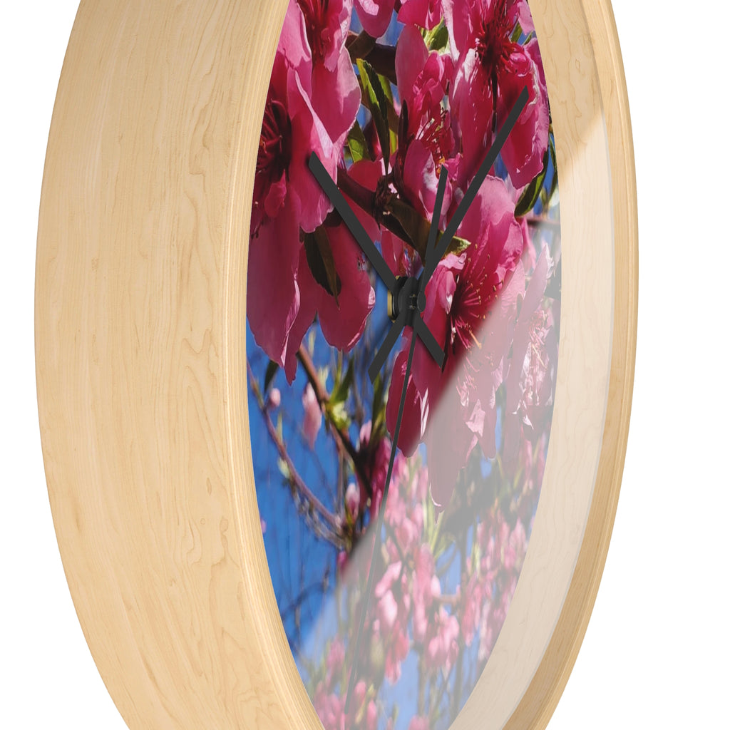 Pink Blossom Wall Clock — Floral Peach Blossom Decorative Clock