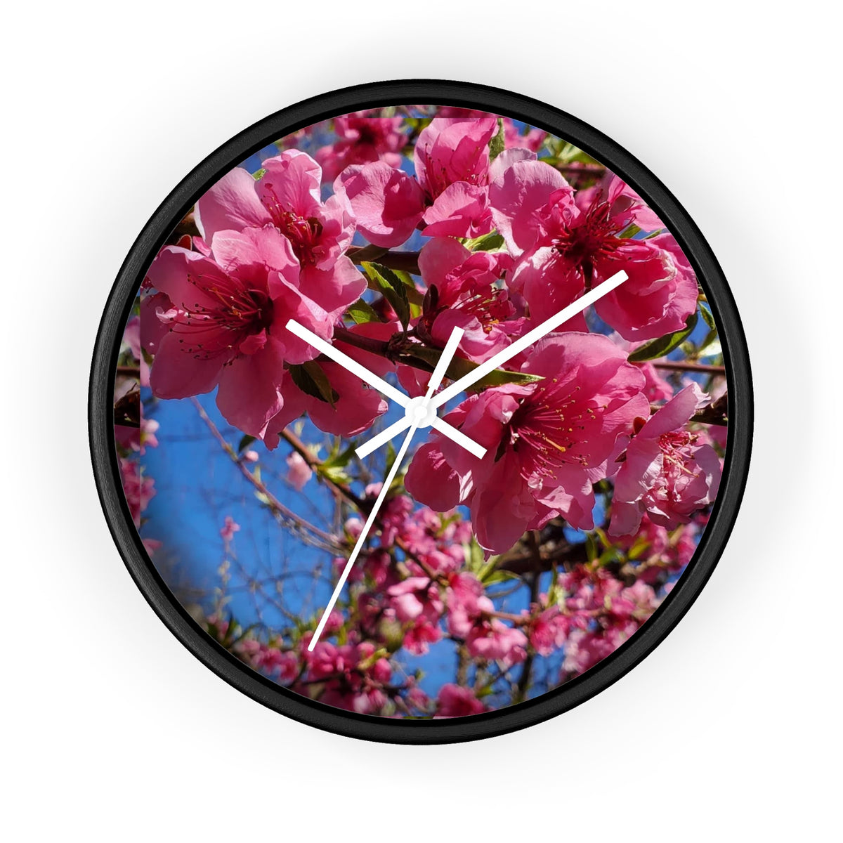 Pink Blossom Wall Clock — Floral Peach Blossom Decorative Clock