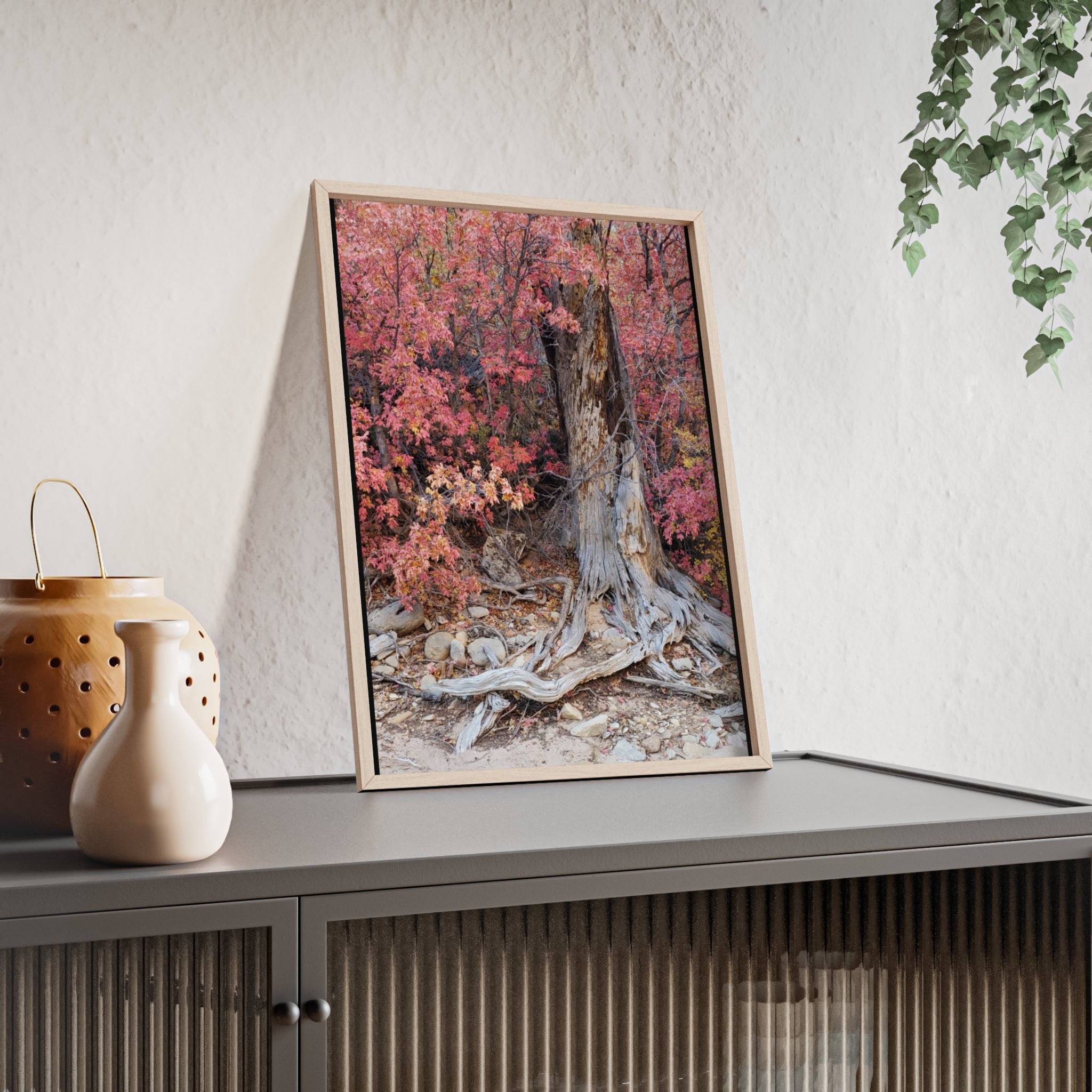 Autumn Tree Roots Poster with Wooden Frame | Fall Forest Wall Art