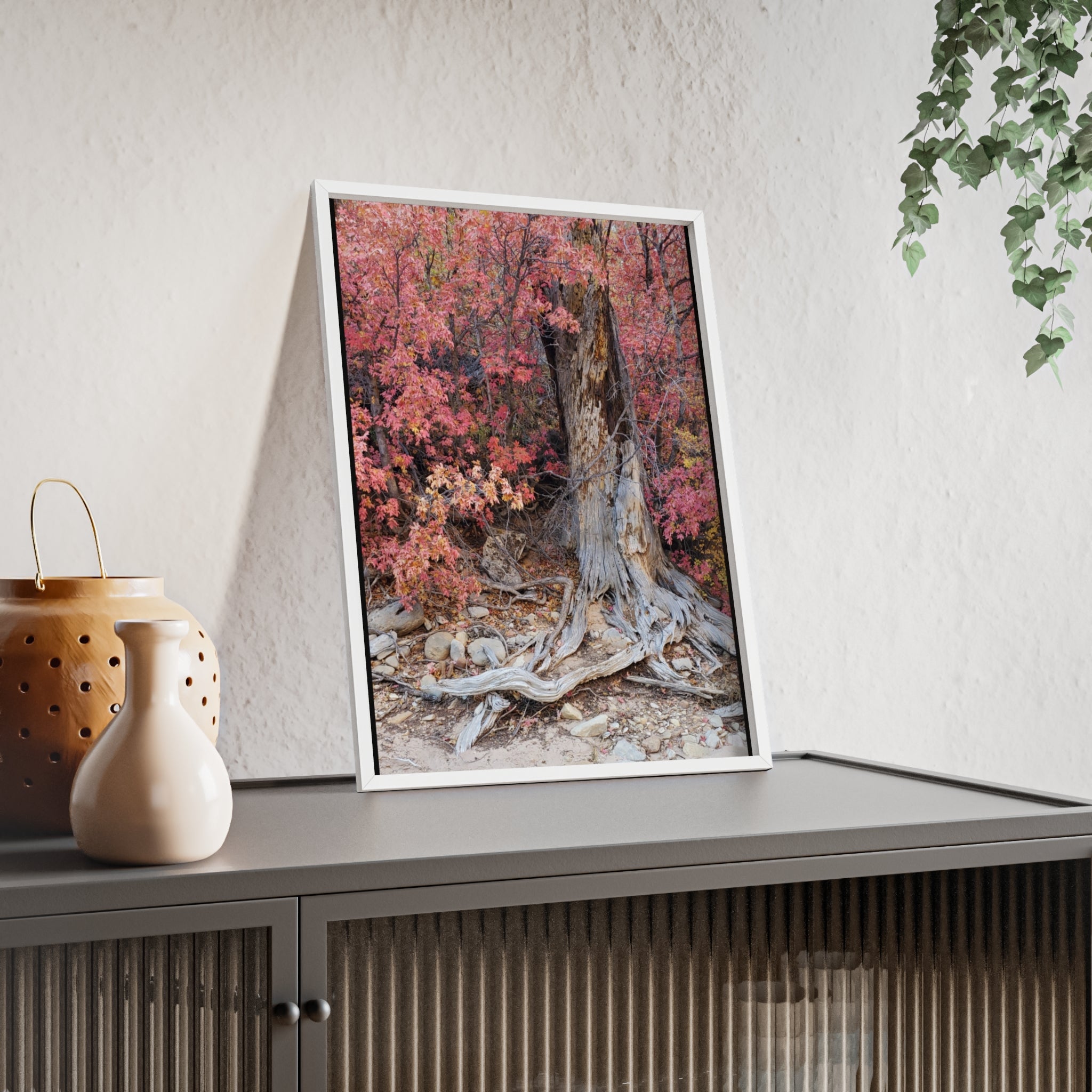 Autumn Tree Roots Poster with Wooden Frame | Fall Forest Wall Art