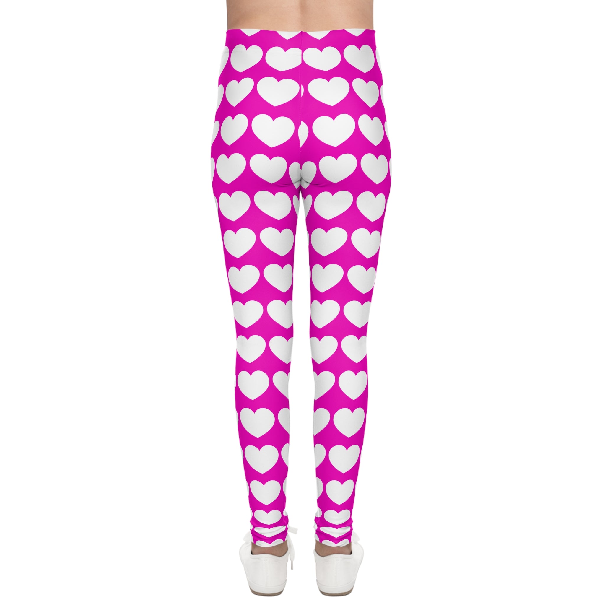 Mallas con estampado de corazones rosas para niños — Pantalones juveniles con estampado total de San Valentín
