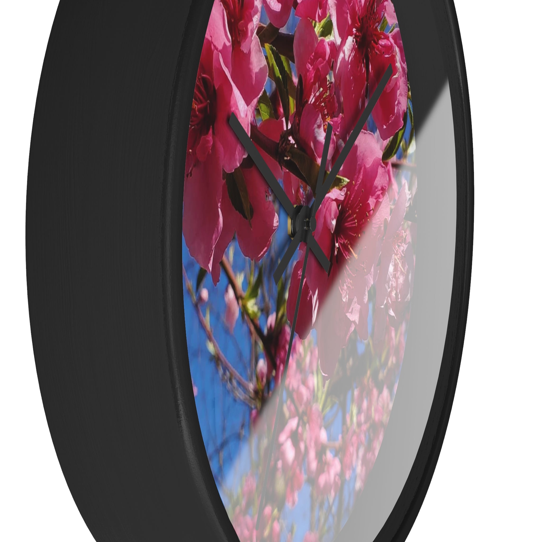 Pink Blossom Wall Clock — Floral Peach Blossom Decorative Clock