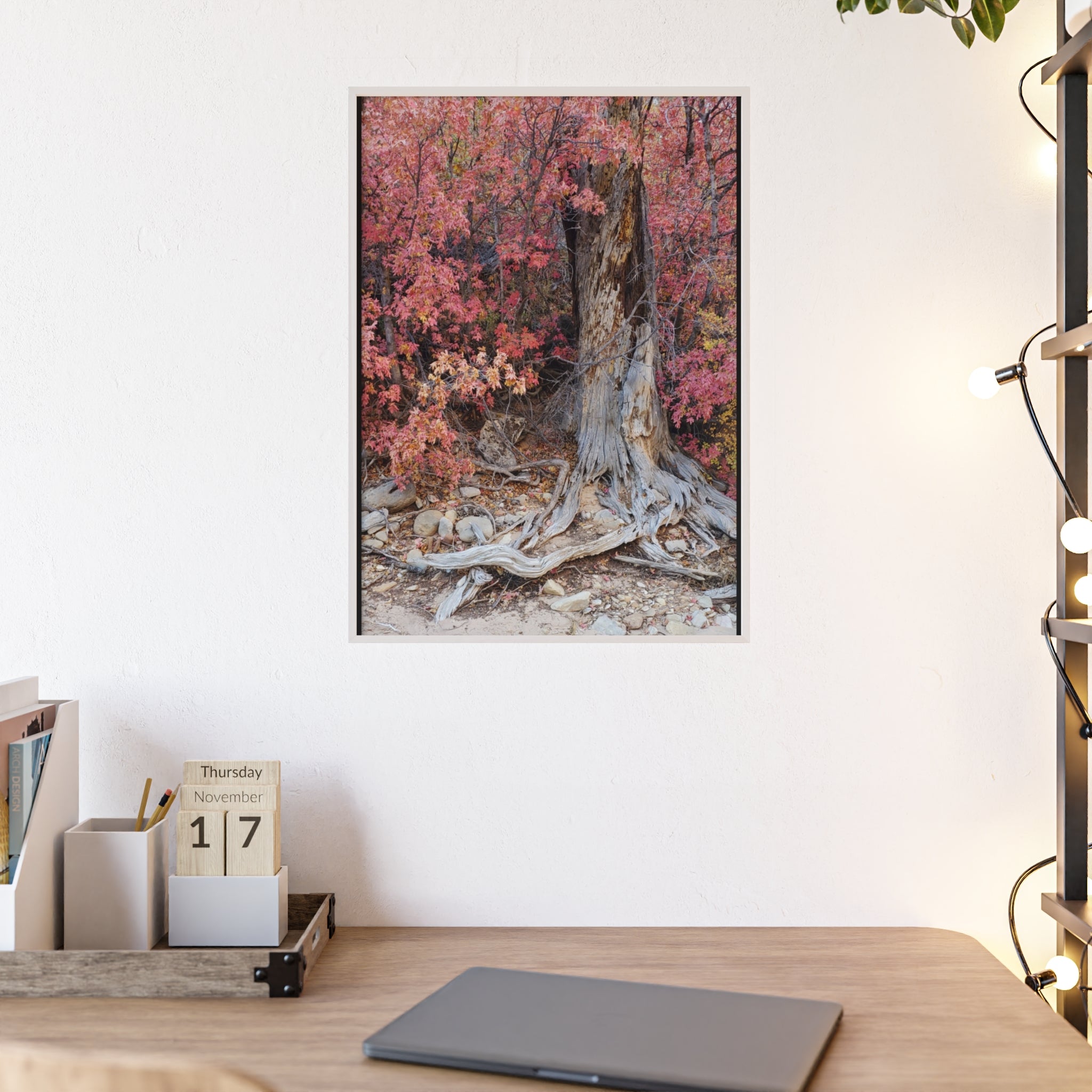 Autumn Tree Roots Poster with Wooden Frame | Fall Forest Wall Art