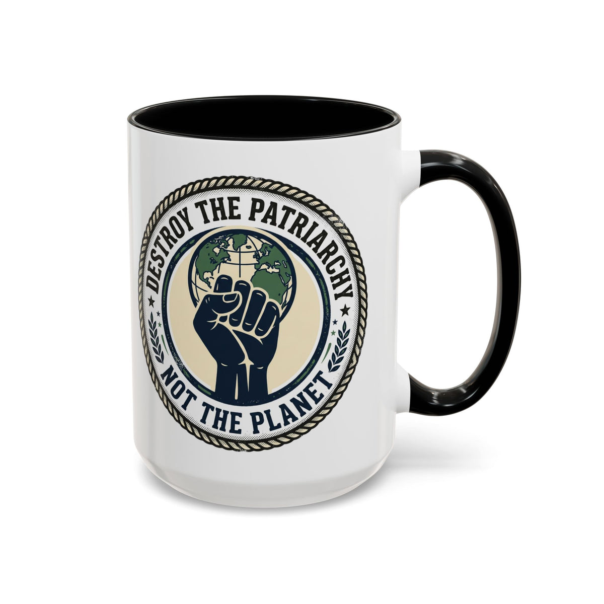 Destroy the Patriarchy Not the Planet Coffee Mug – Feminist Eco Justice Accent Mug (11/15oz)
