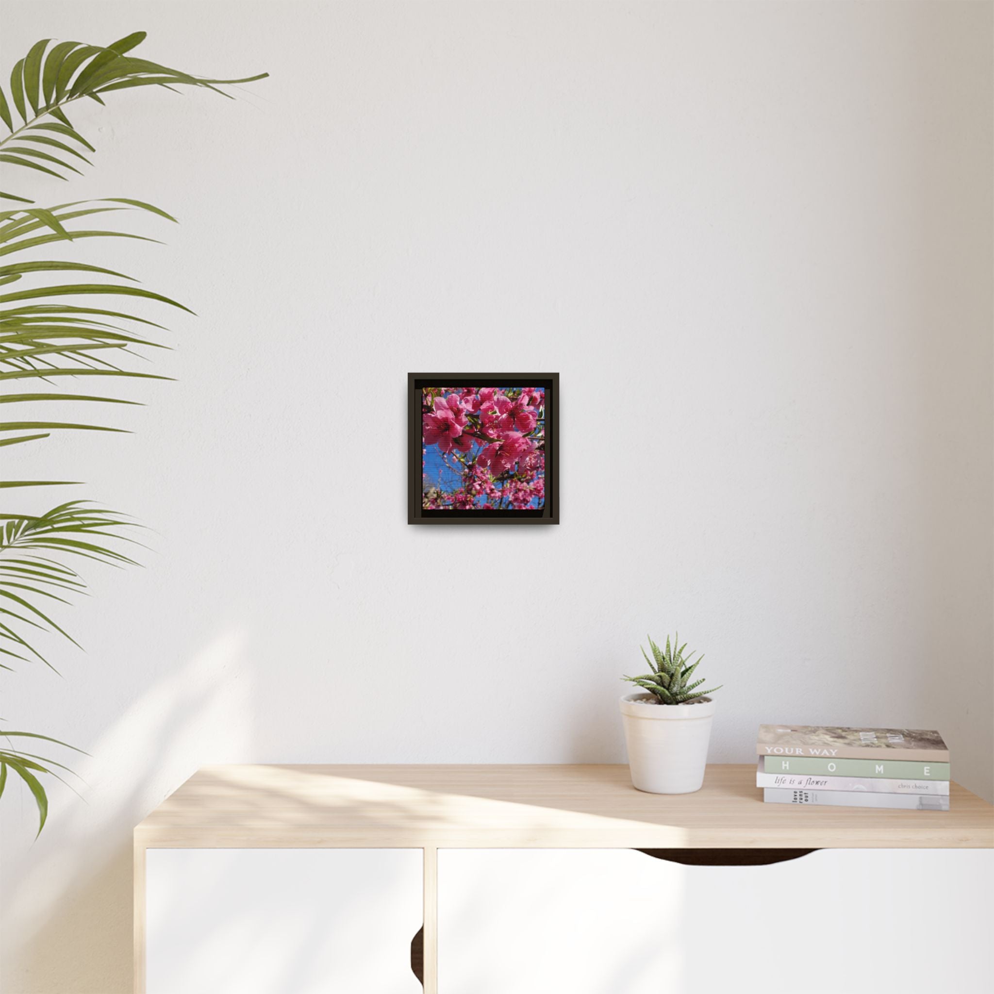 Pink Peach Blossom Framed Canvas Print