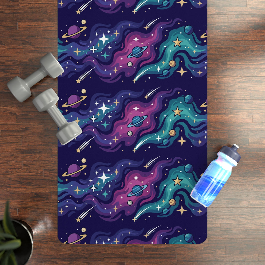 Galaxy Flow Rubber Yoga Mat — Starry Space Pattern for Meditation & Pilates