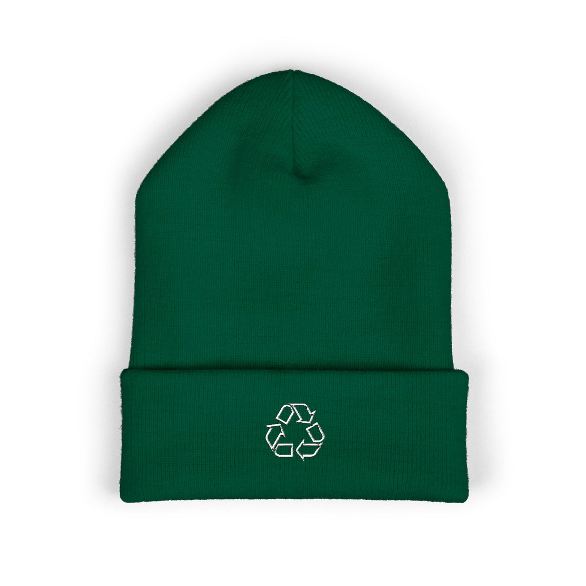 Embroidered Recycle Symbol Cuffed Beanie (Dark Colors)