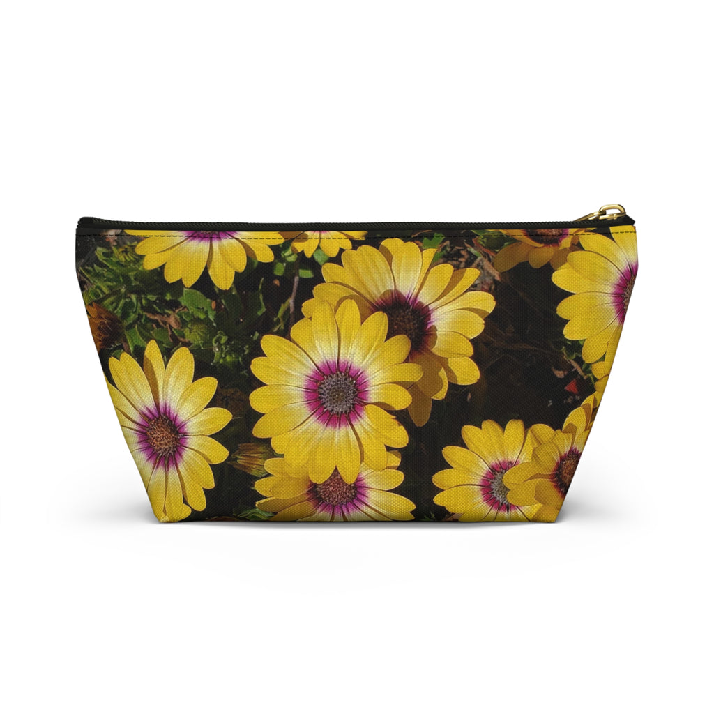 Yellow Daisy Floral Accessory Pouch — T‑Bottom Cosmetic Bag
