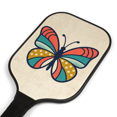 Butterfly Pickleball Paddle Set — Colorful Retro Design Pickleball Kit with Balls