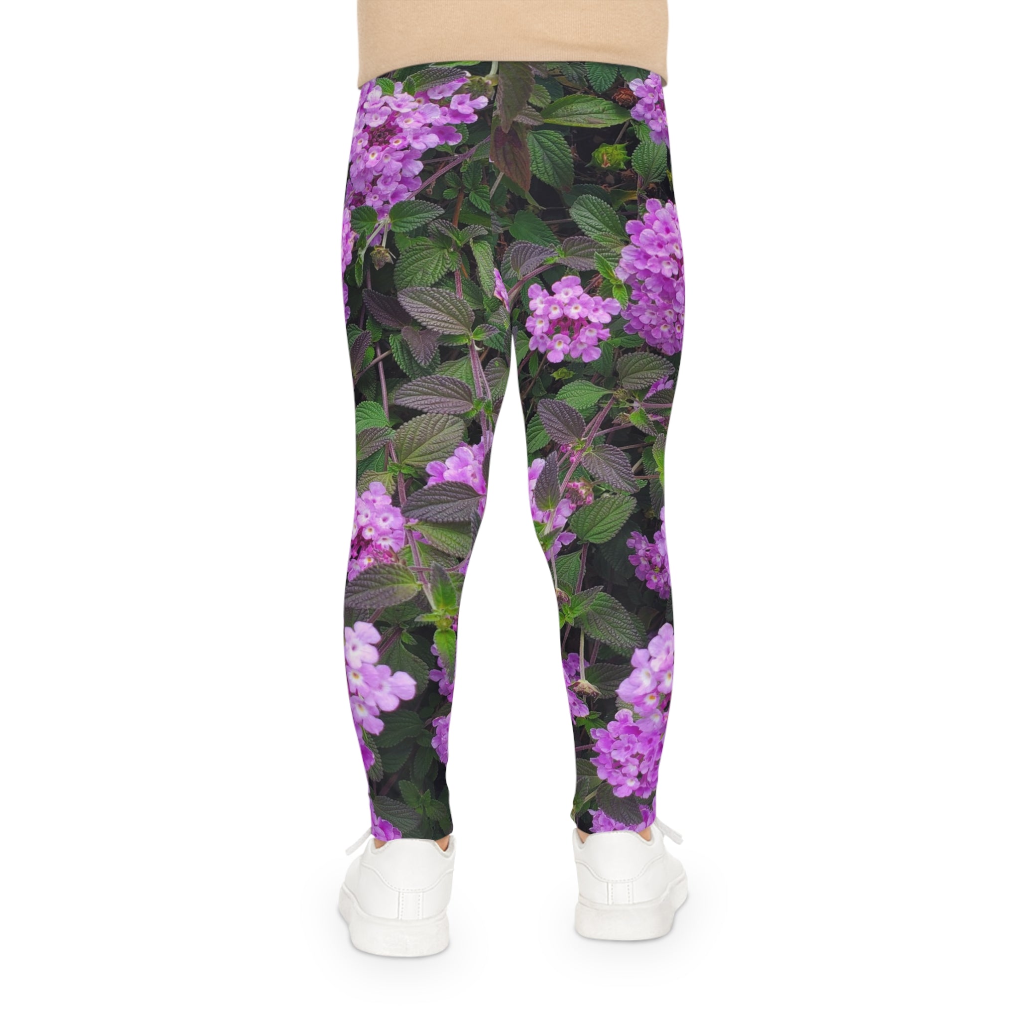 Mallas florales para niñas — Estampado integral de lantana morada