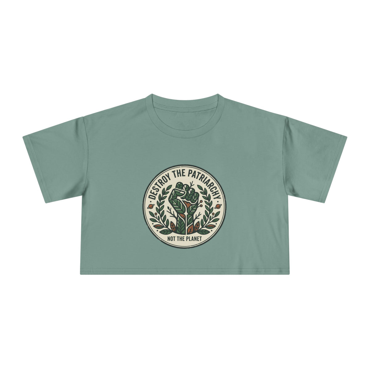 Destroy The Patriarchy Rose Emblem Crop Tee