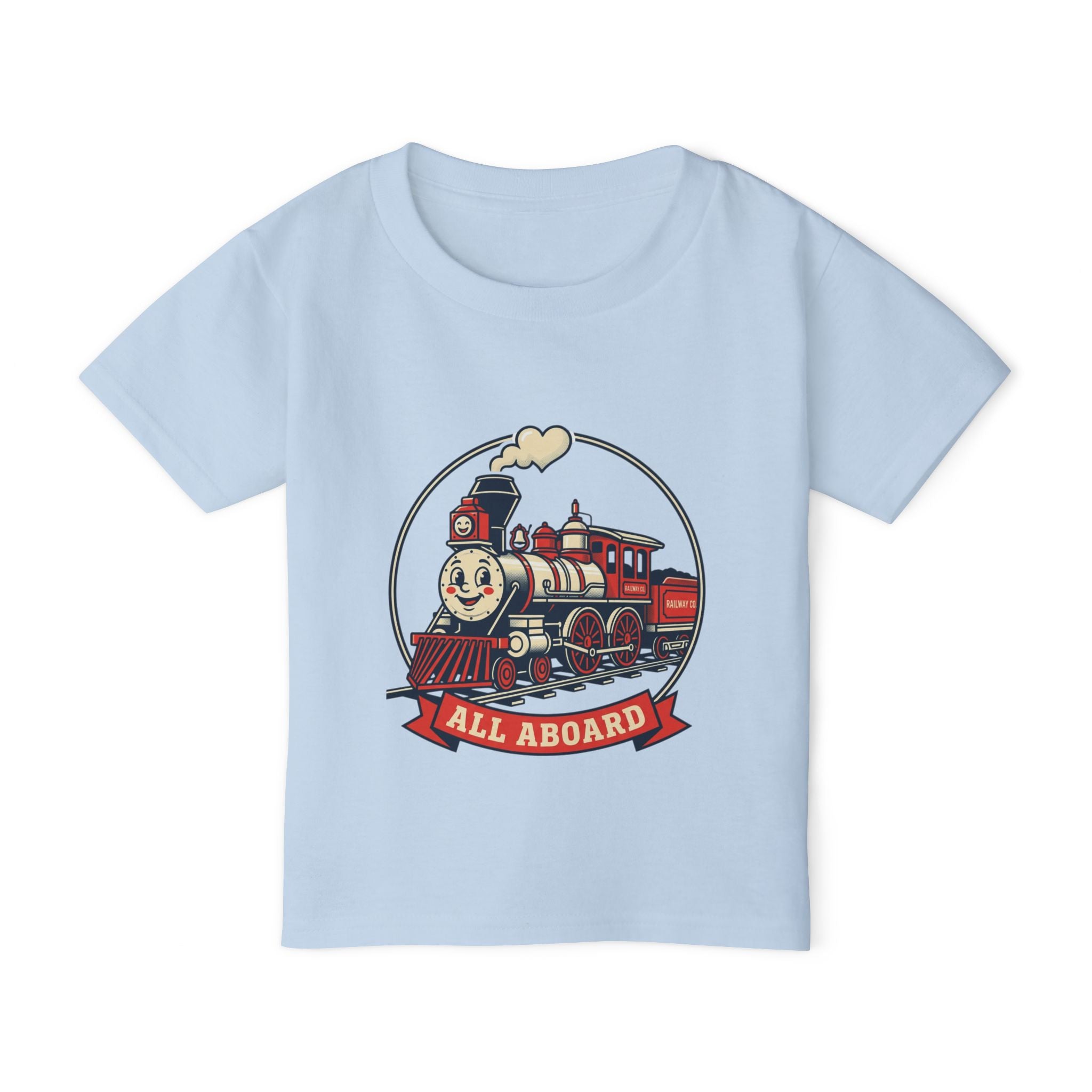 Camiseta para niños pequeños — Gráfico de tren clásico "¡Todos a bordo!"