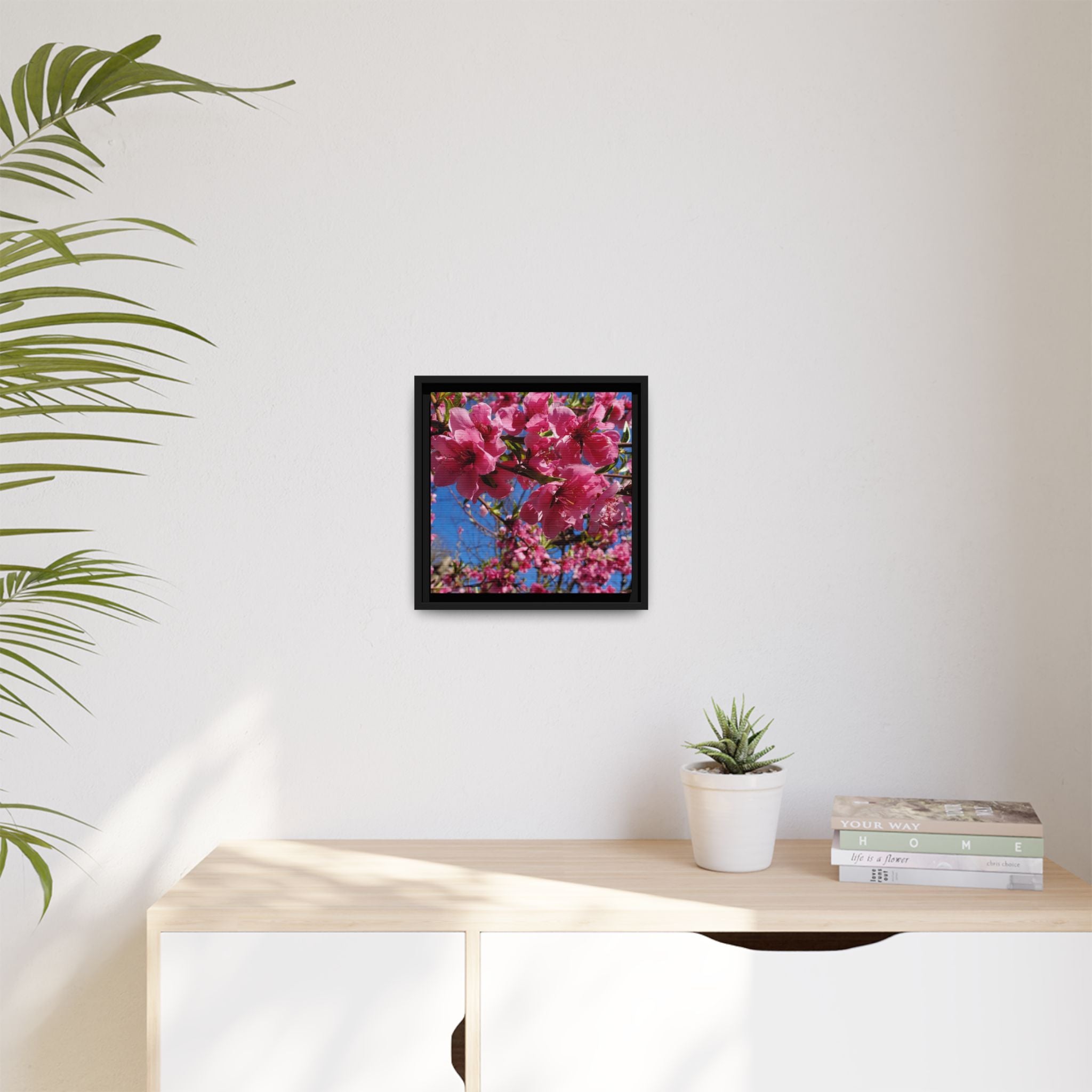 Pink Peach Blossom Framed Canvas Print