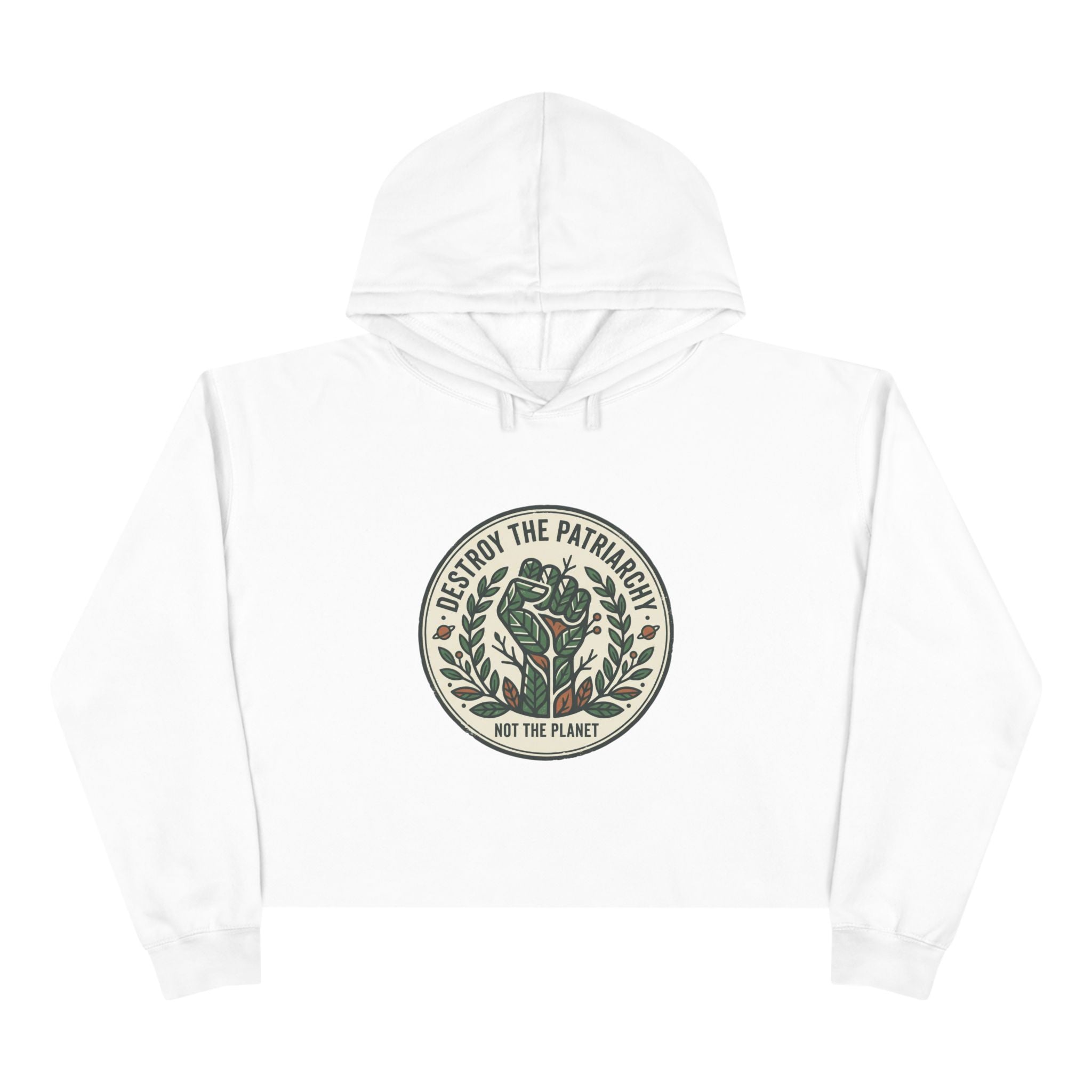 Destroy the Patriarchy rose emblem Crop Hoodie | Eco Plant Graphic