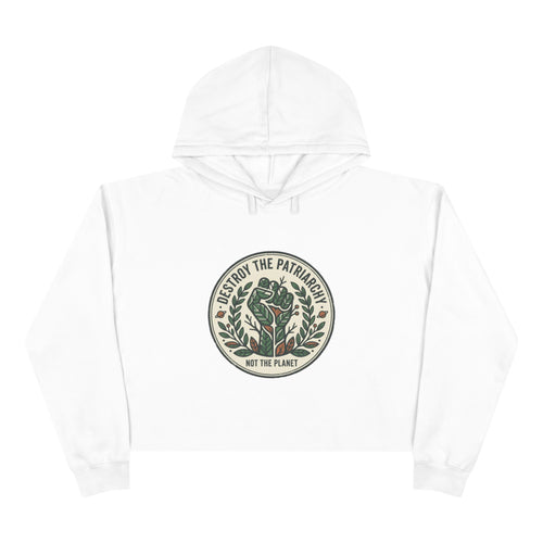 Destroy the Patriarchy rose emblem Crop Hoodie | Eco Plant Graphic