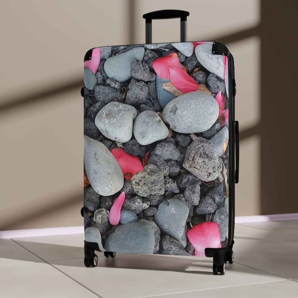 Maleta de cabina Pebble & Pink Petals — Equipaje de playa floral