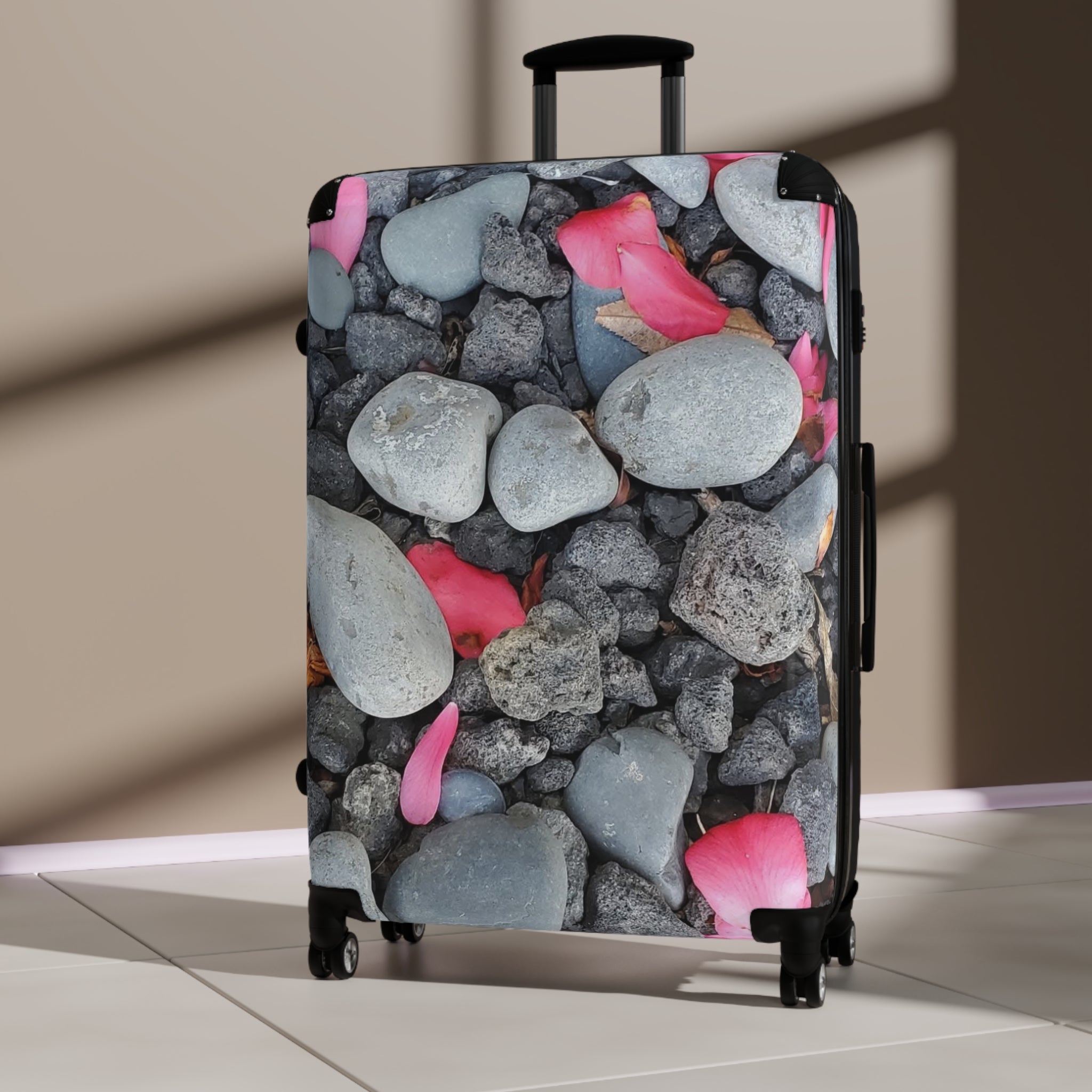 Maleta de cabina Pebble & Pink Petals — Equipaje de playa floral