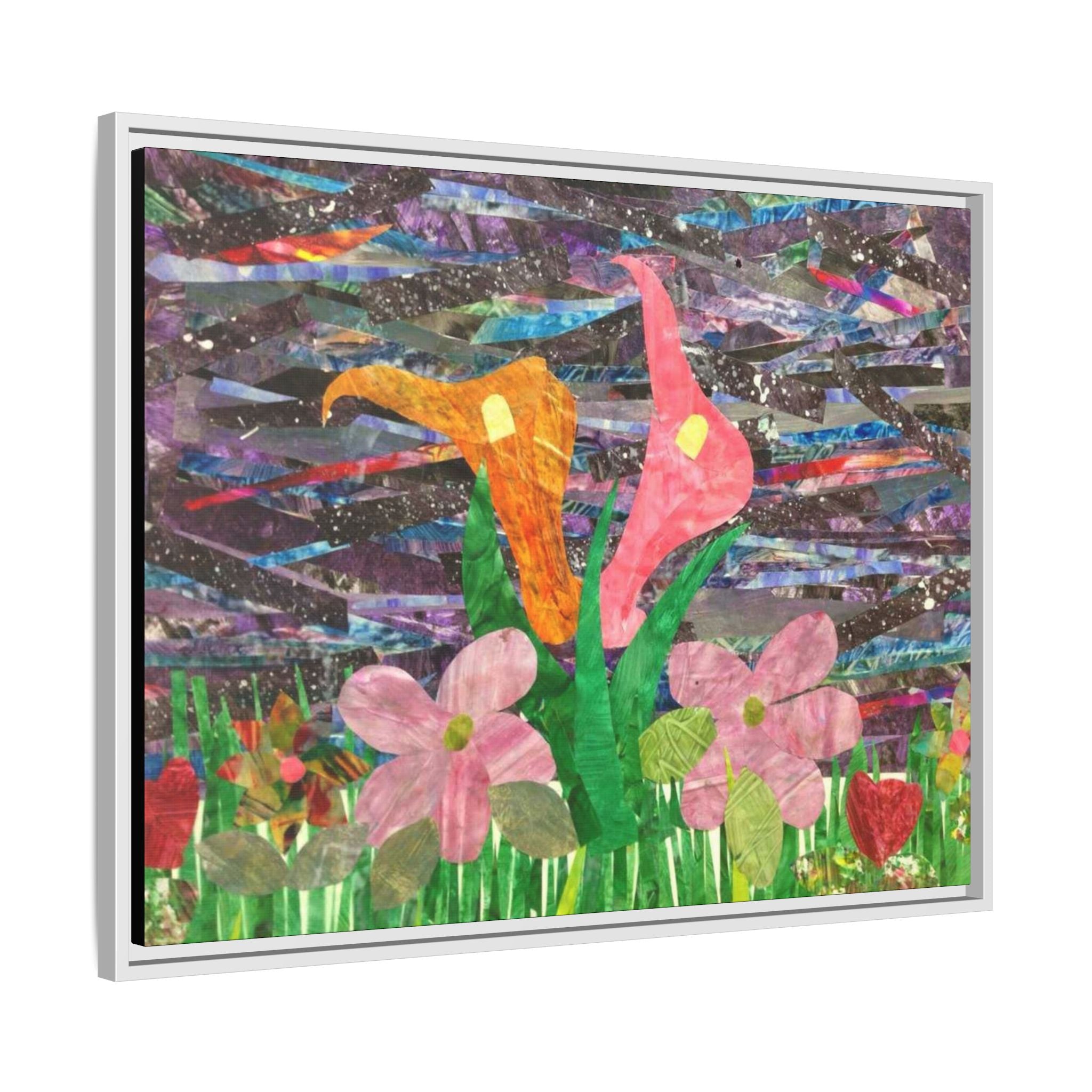 Collage floral enmarcado