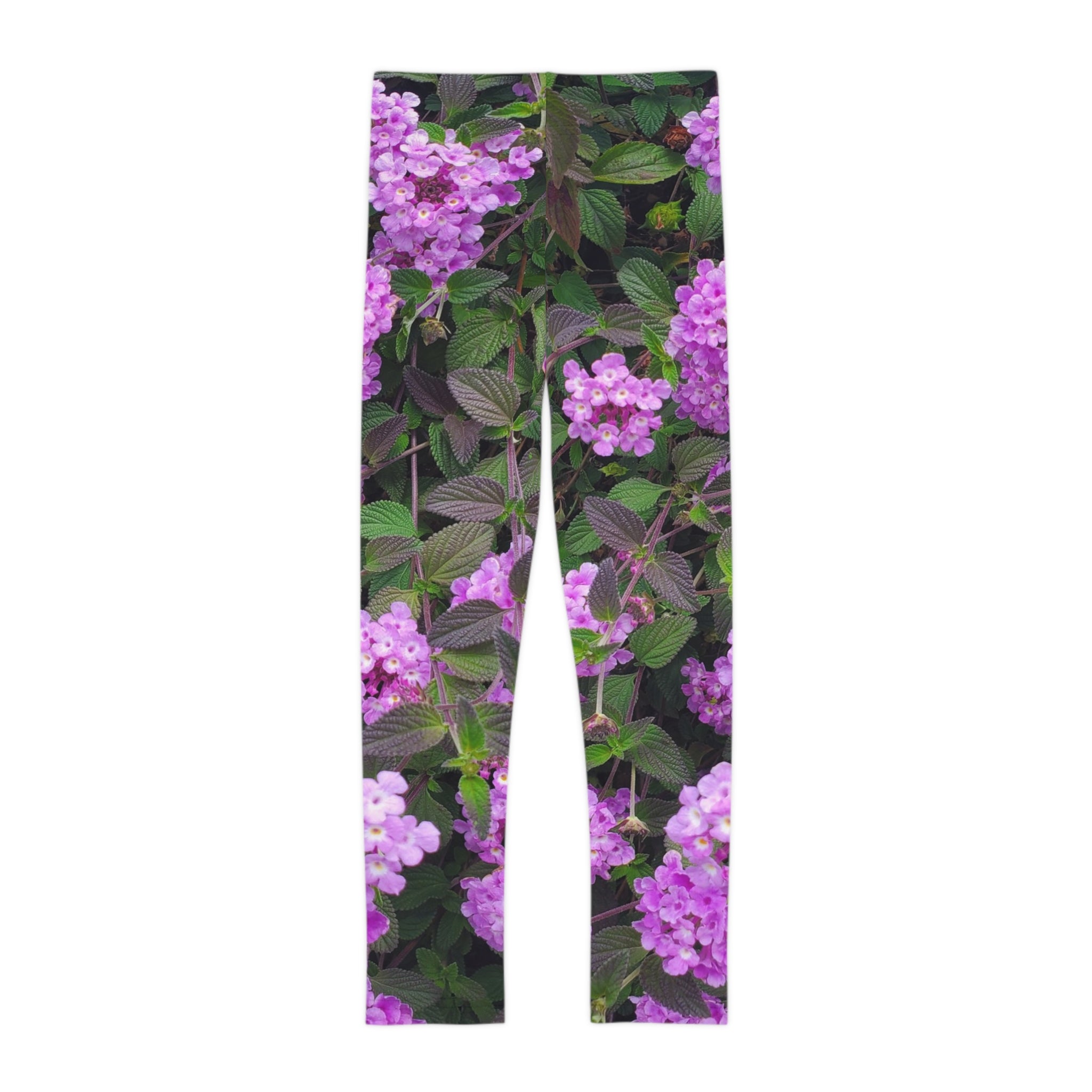 Mallas florales para niñas — Estampado integral de lantana morada