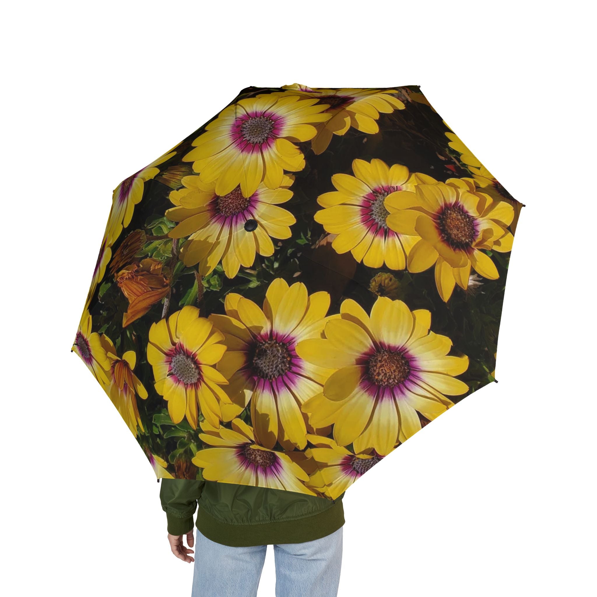 Yellow Daisy Bloom Umbrella | Foldable Floral Rain Canopy
