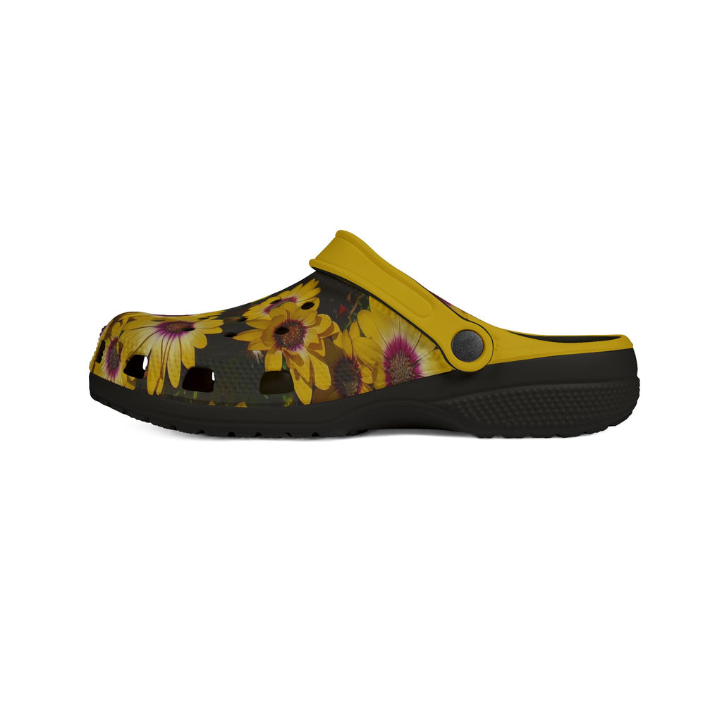 Zuecos de Goma EVA Margaritas Amarillas - Zapatos sin Cordones para Jardín con Flores