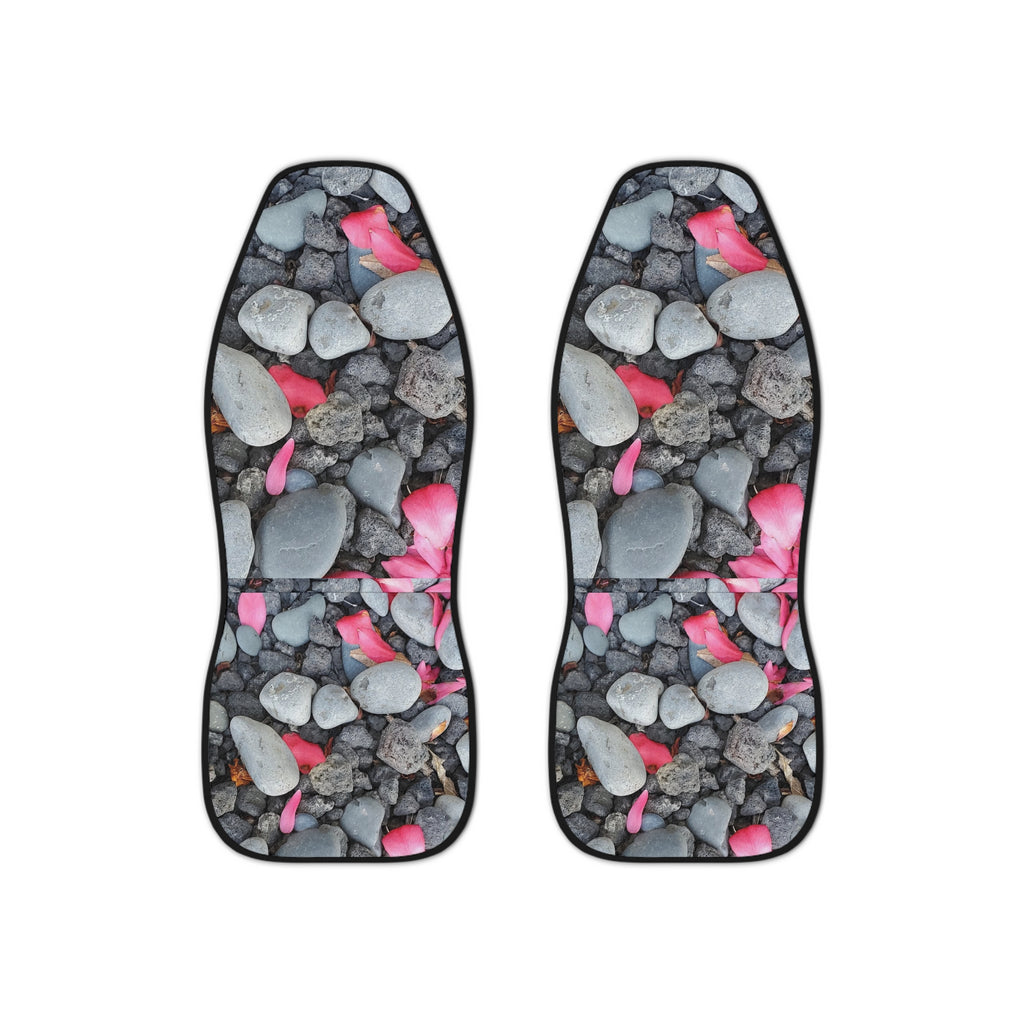 Fundas para asientos de coche Pétalos rosas sobre guijarros | Estampado floral de piedras
