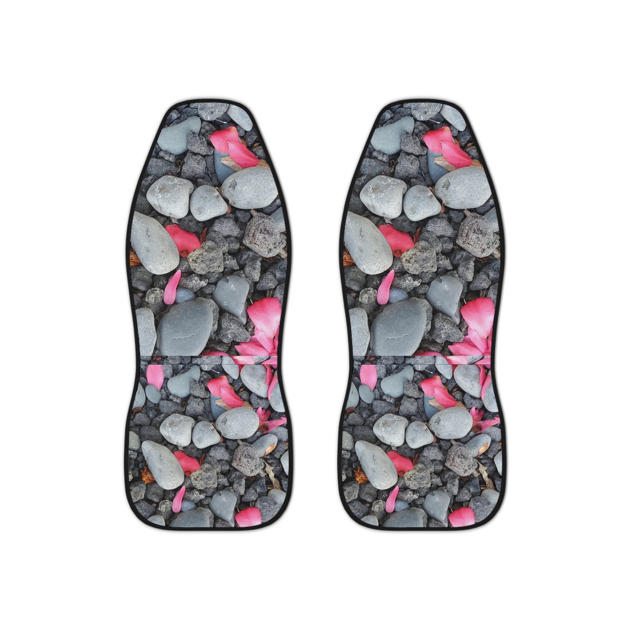 Pink Petals on Pebbles Car Seat Covers | Floral Stone Pattern