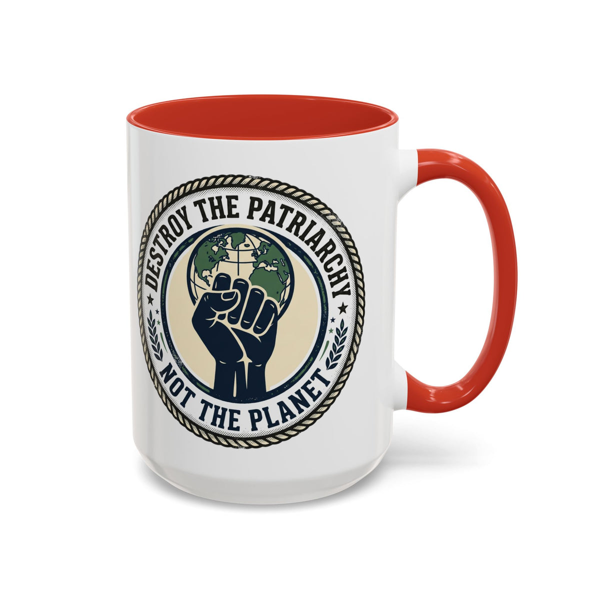 Destroy the Patriarchy Not the Planet Coffee Mug – Feminist Eco Justice Accent Mug (11/15oz)