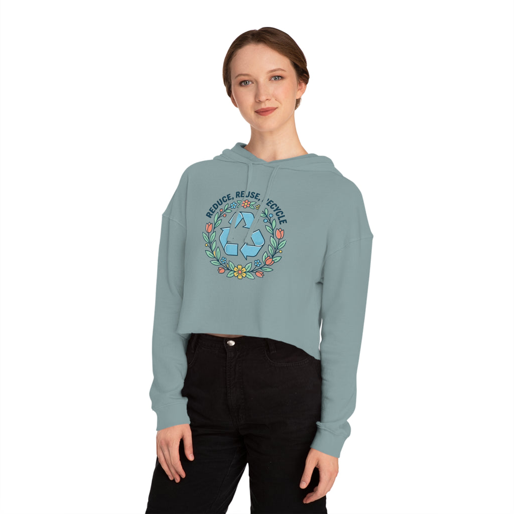 Sudadera Corta Eco Floral — "Reduce, Reutiliza, Recicla"