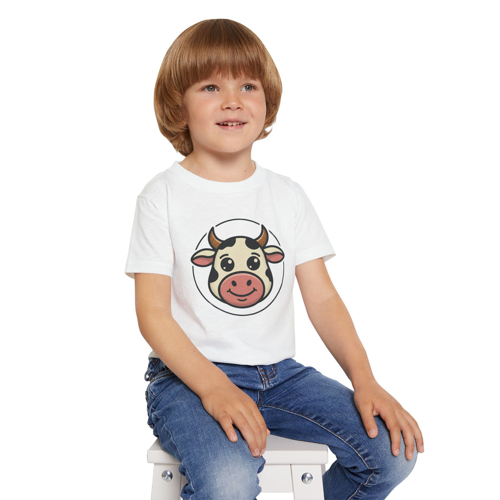 Camiseta de niño con cara de vaca sonriente | Linda camiseta de animal de granja