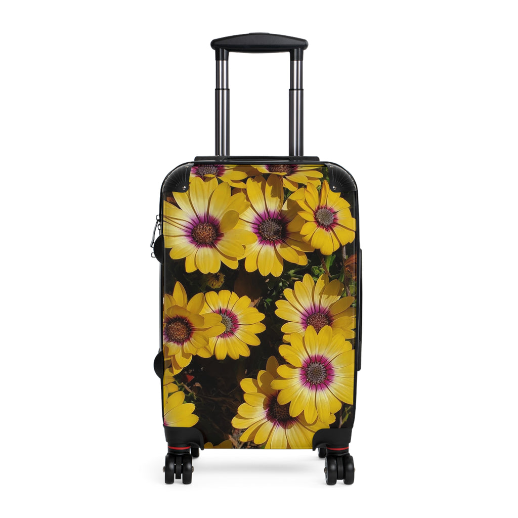Maleta floral de margaritas amarillas | Equipaje de flores brillantes