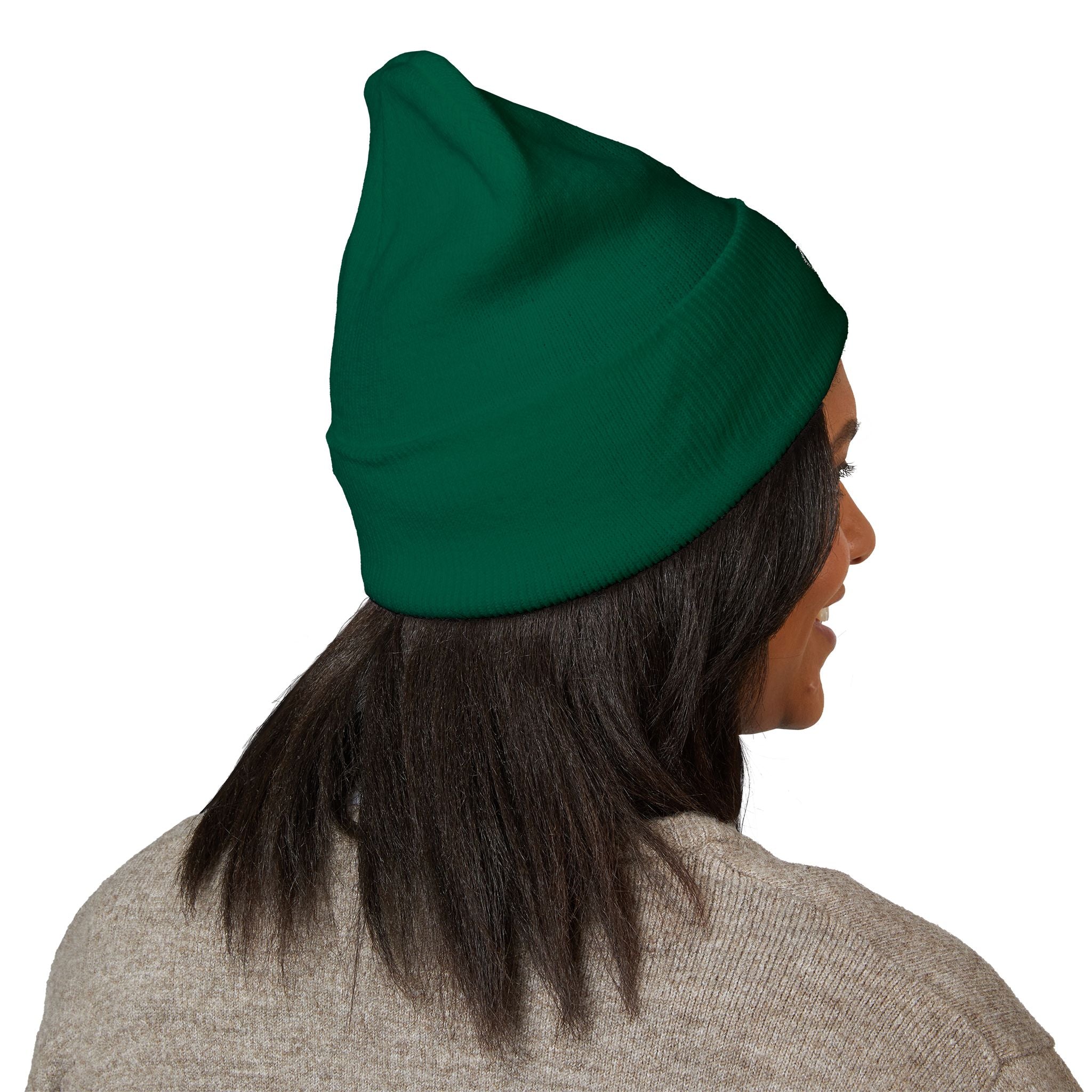 =Embroidered Recycle Symbol Cuffed Beanie (Dark Colors)
