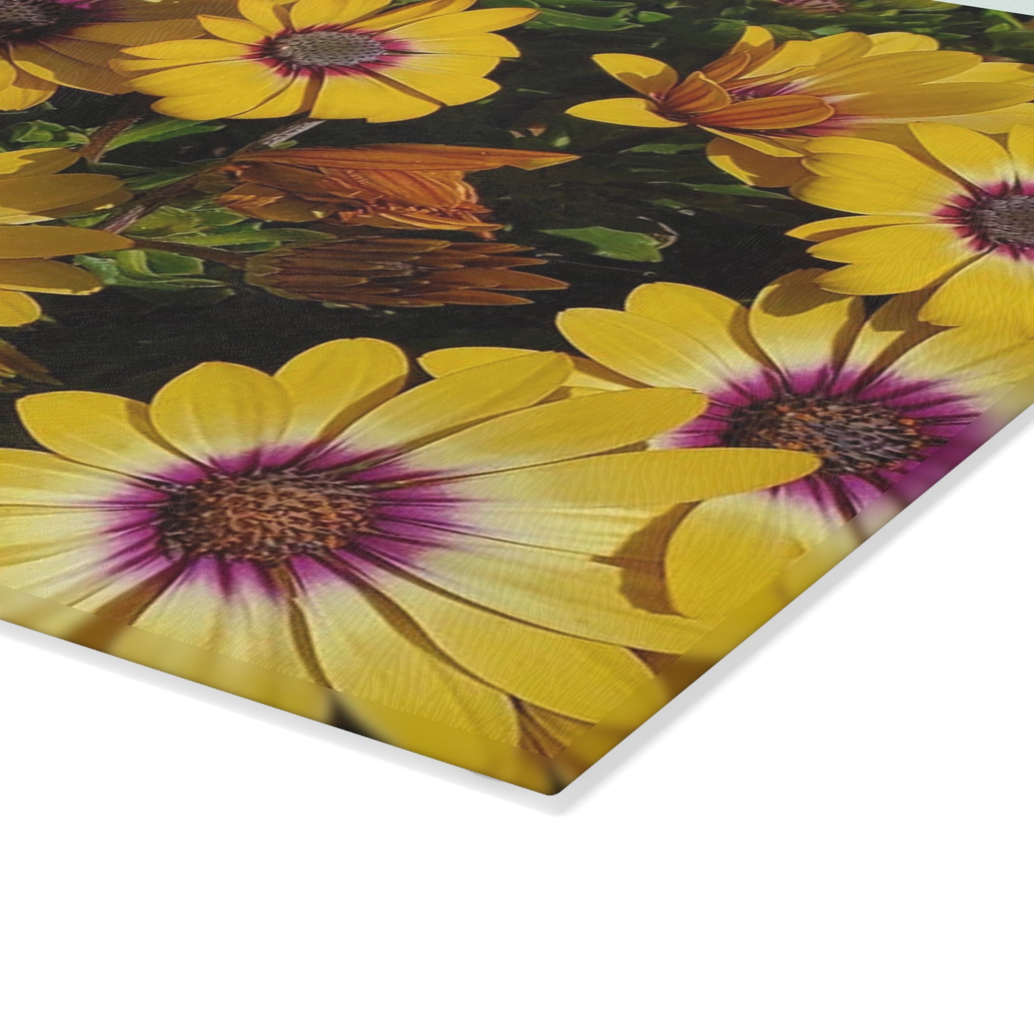Glass Cutting Board - Yellow Daisy Floral Tempered Glass Chopping Board