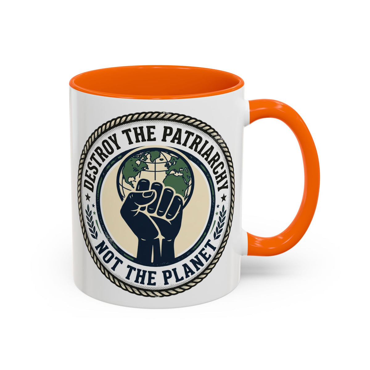 Destroy the Patriarchy Not the Planet Coffee Mug – Feminist Eco Justice Accent Mug (11/15oz)