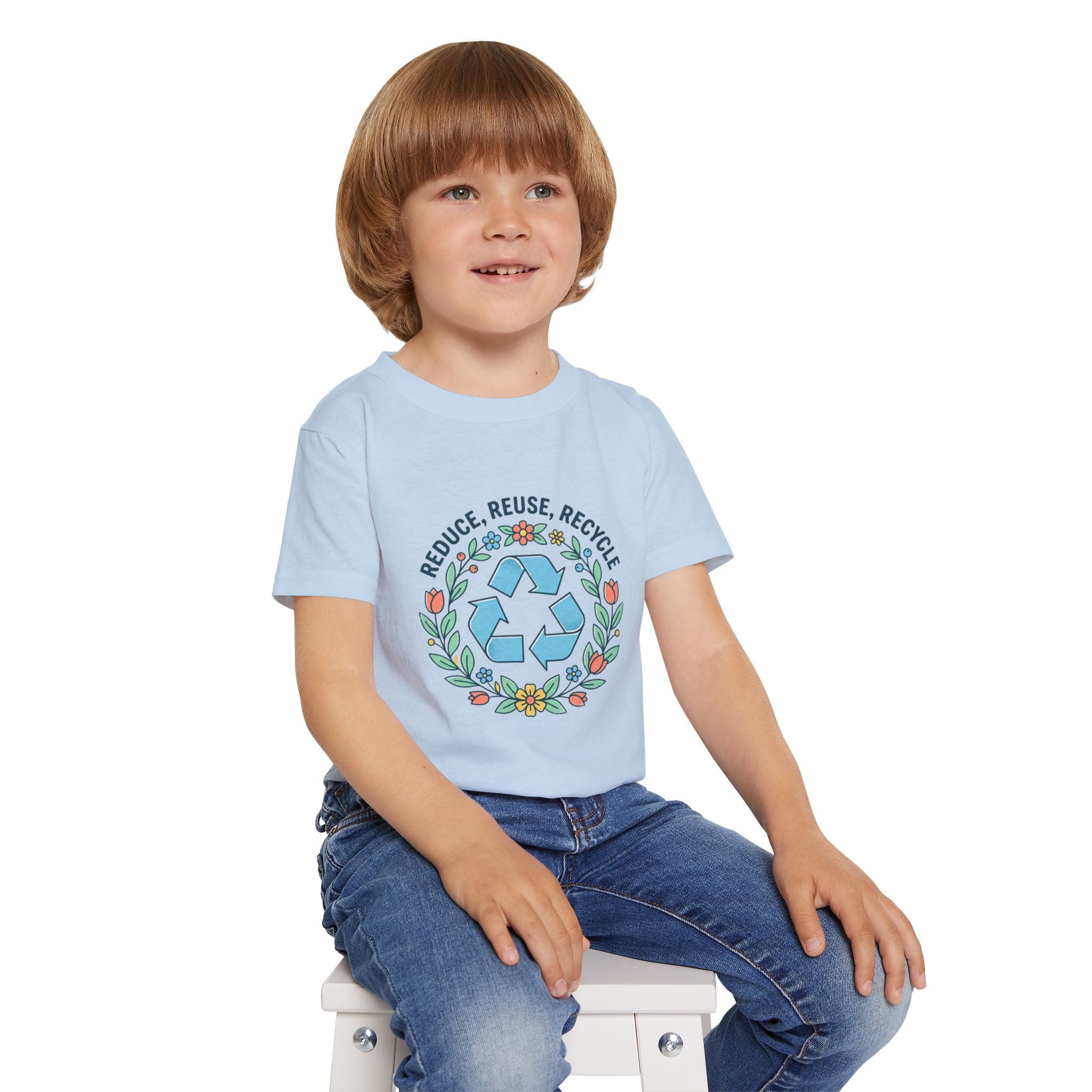 Toddler T-Shirt - "Reduce, Reuse, Recycle" Floral Recycle Symbol