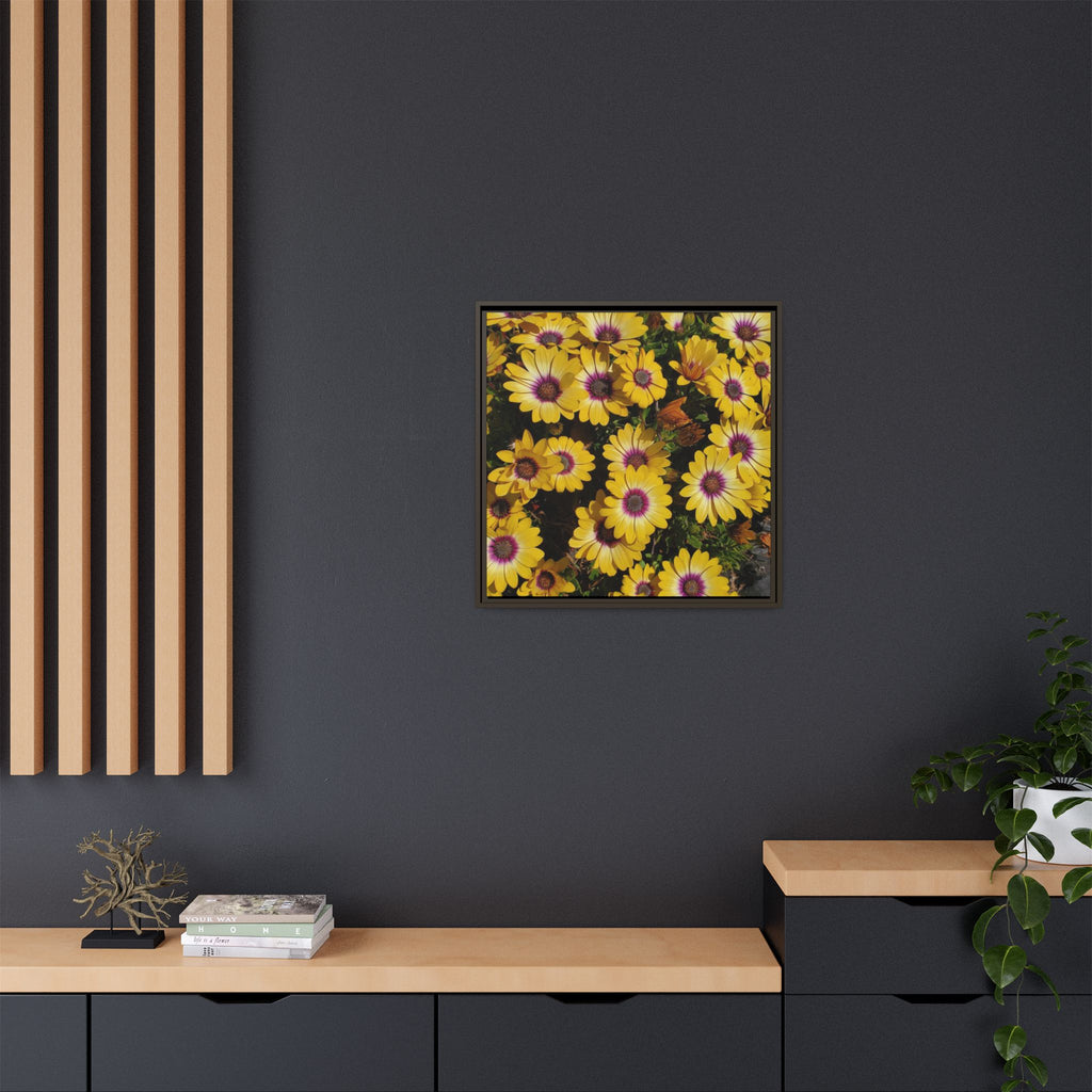 Cuadro de pared de lienzo con margaritas amarillas — Impresión floral mate vibrante