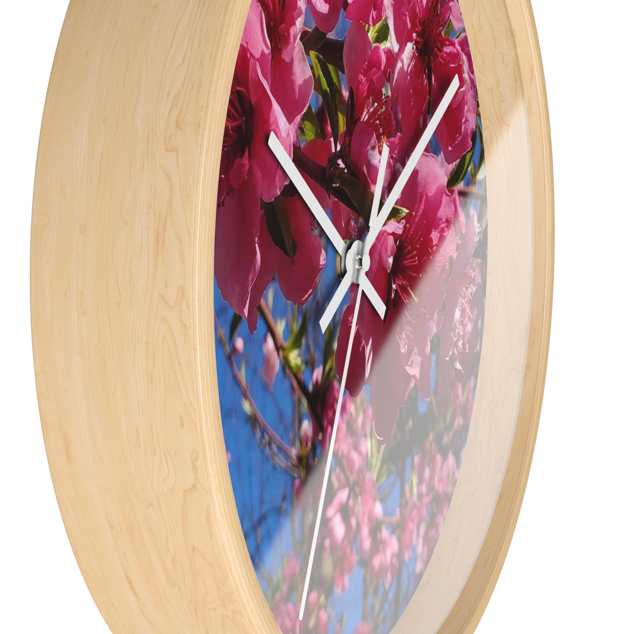 Pink Blossom Wall Clock — Floral Peach Blossom Decorative Clock