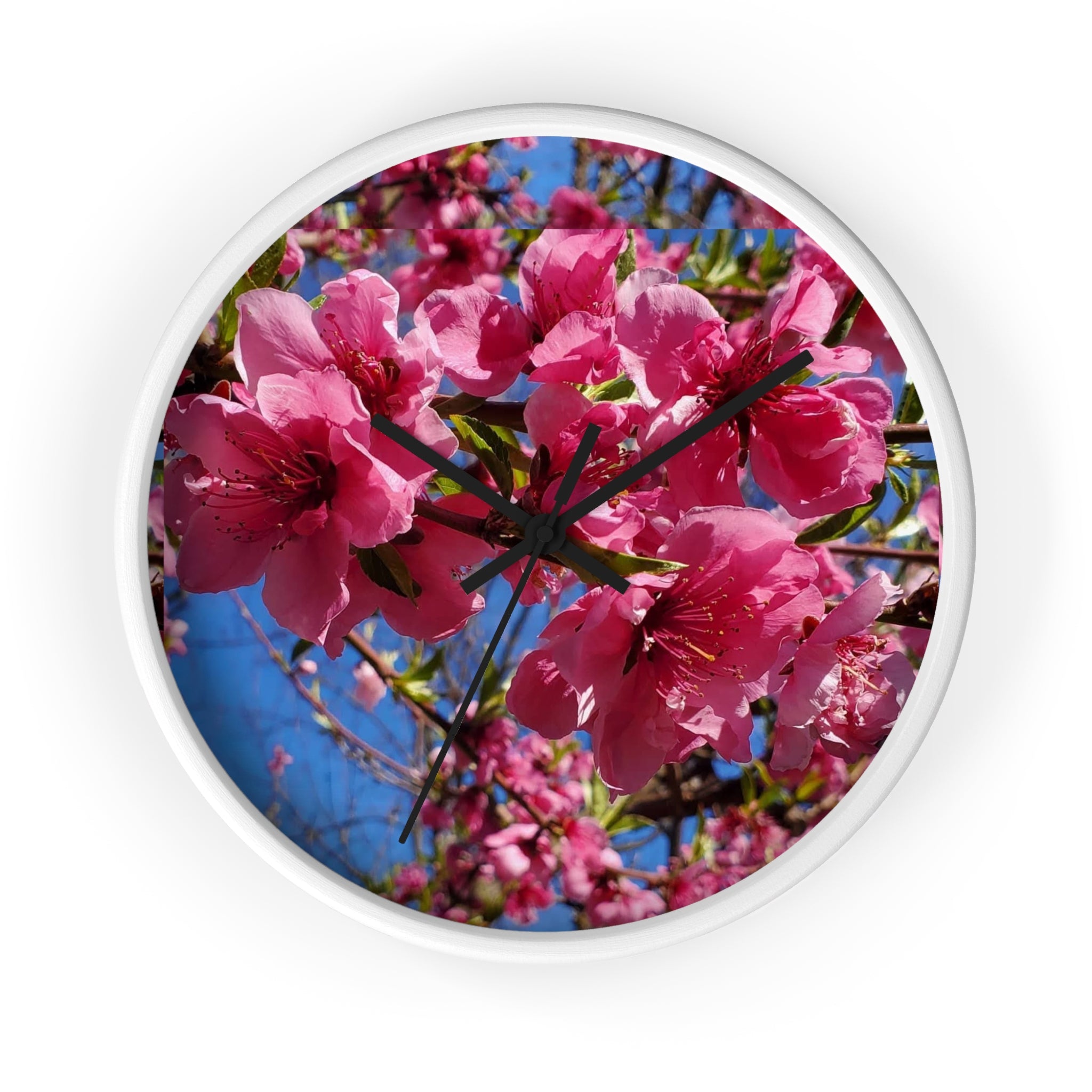 Pink Blossom Wall Clock — Floral Peach Blossom Decorative Clock