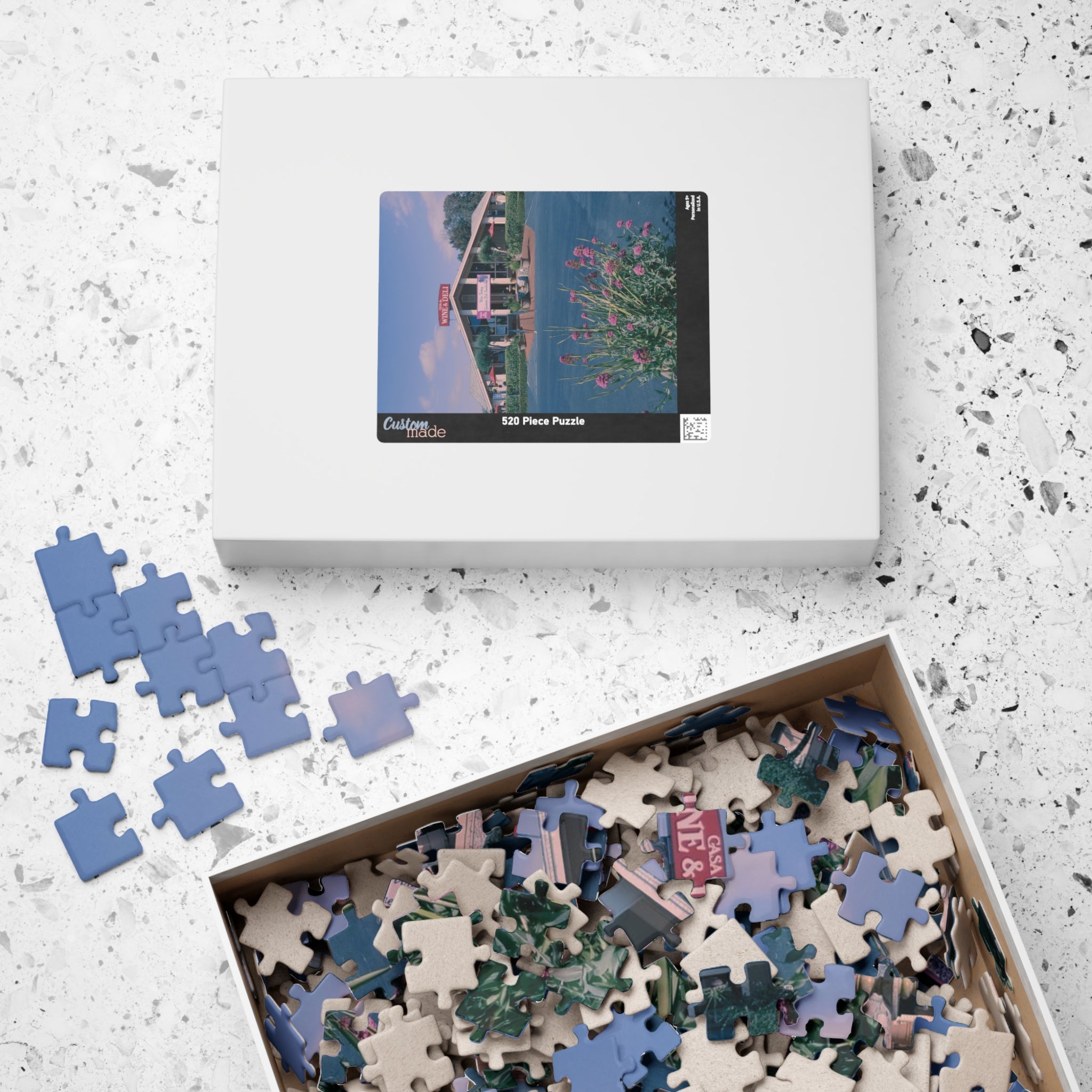 Vintage Oceanside Pavilion Photo Puzzle, 110-1014 Piece Jigsaw | Scenic Floral Foreground
